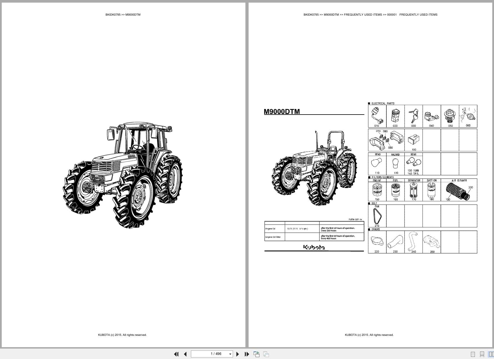 Kubota Tractor M9000DTM Parts Catalog (1)