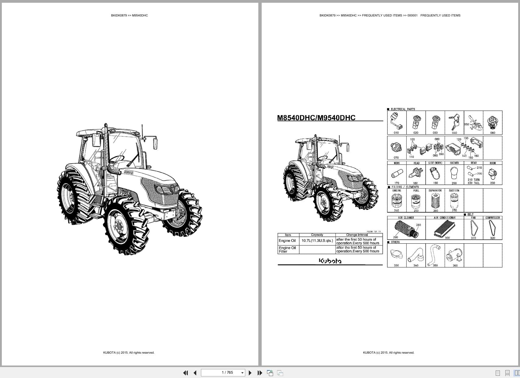 Kubota Tractor M9540DHC Parts Catalog (1)