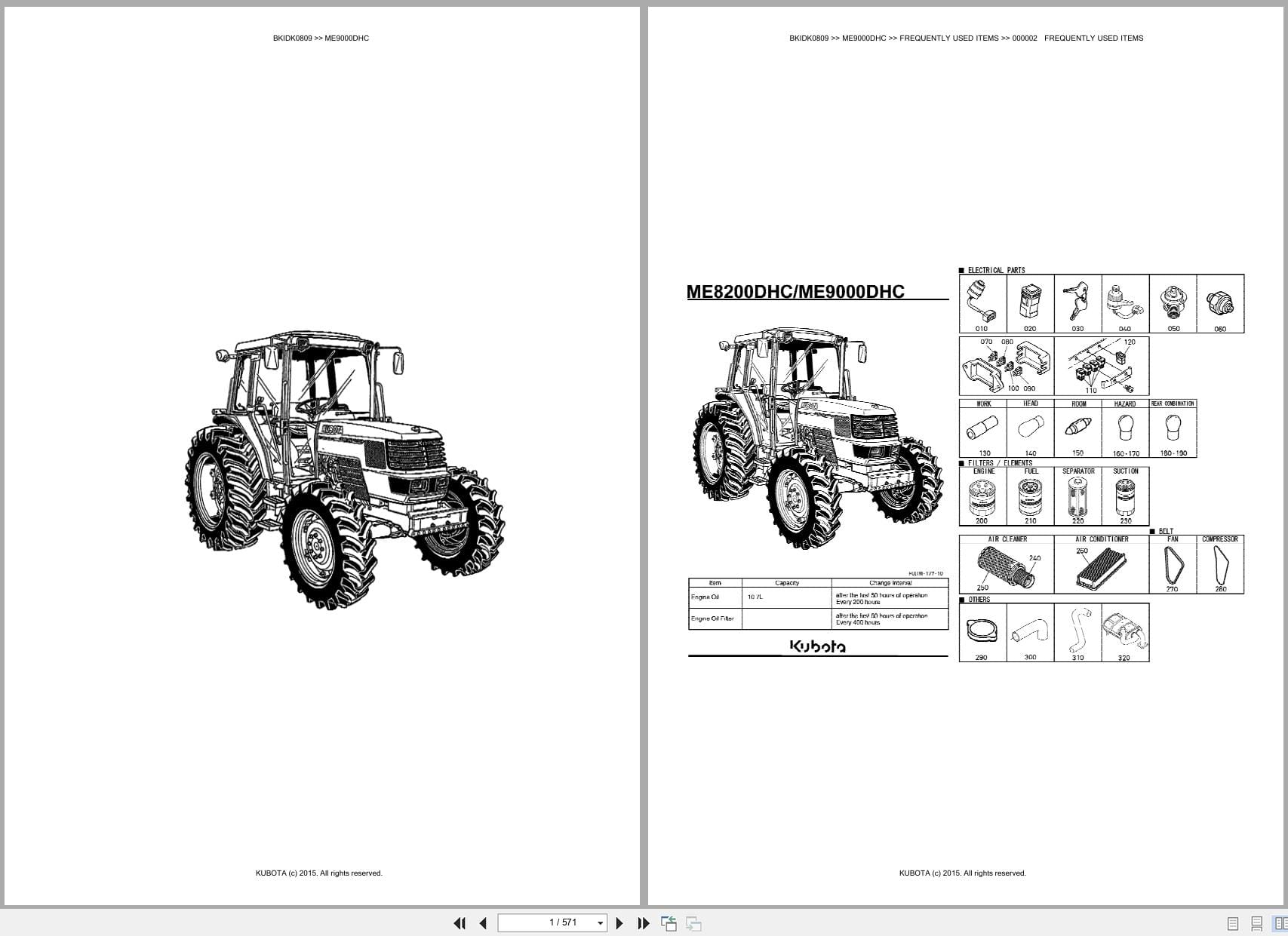 Kubota Tractor ME9000DHC Parts Catalog (1)