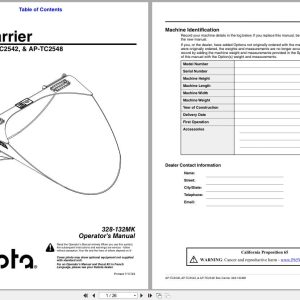 Kubota Tree Carrier AP TC2536 AP TC2542 AP TC2548 Operation Manual 328 132MK (1)