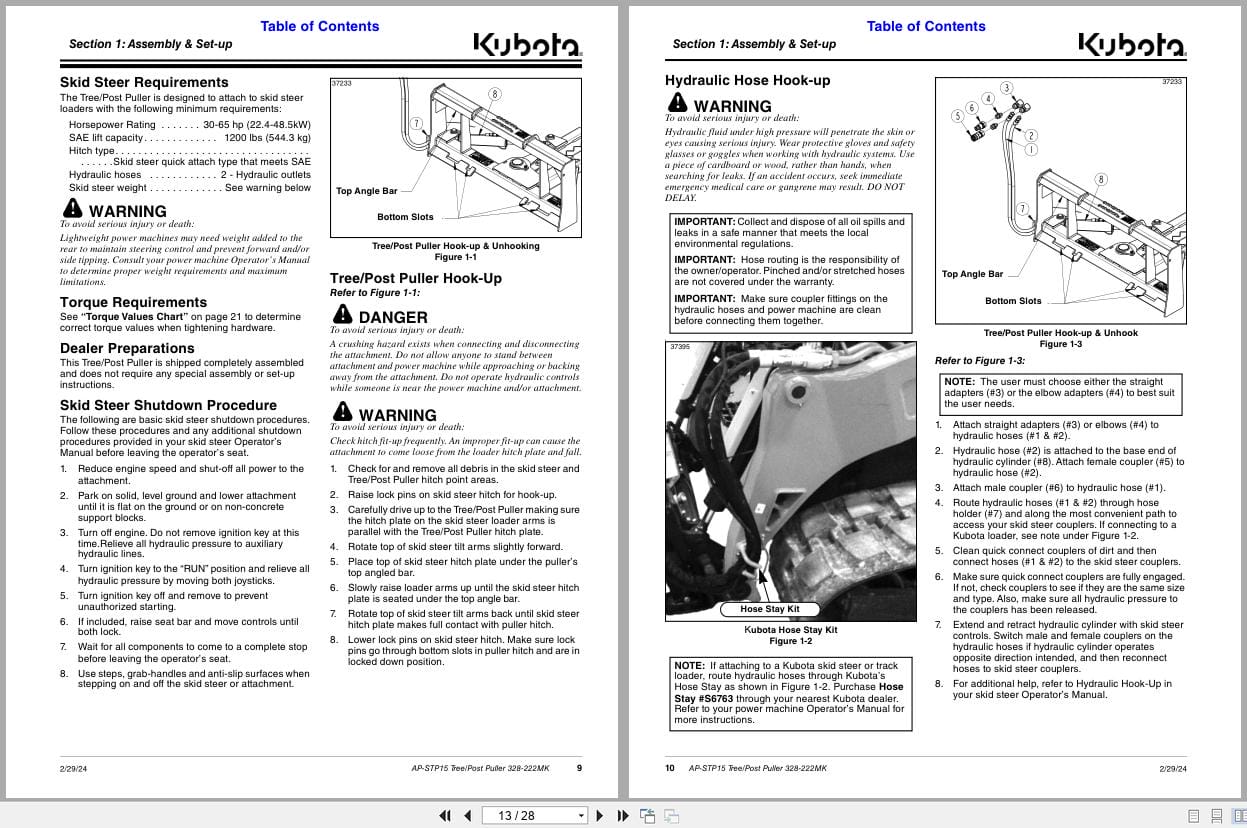 Kubota Tree Puller Post Puller AP STP15 Operation Manual 328 222MK (2)