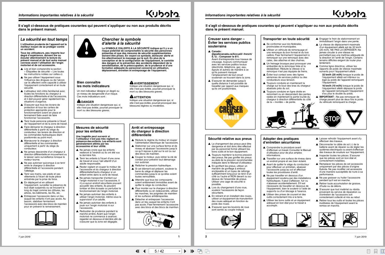 Kubota Trip Edge Blade AP TE3596 AP TE35108 Operator Manual 301 620MK FRC FR (2)