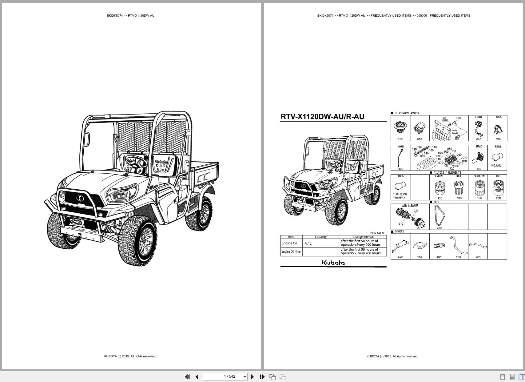 Kubota Utility Vehicle RTV X1120DW AU Parts Catalog (1)