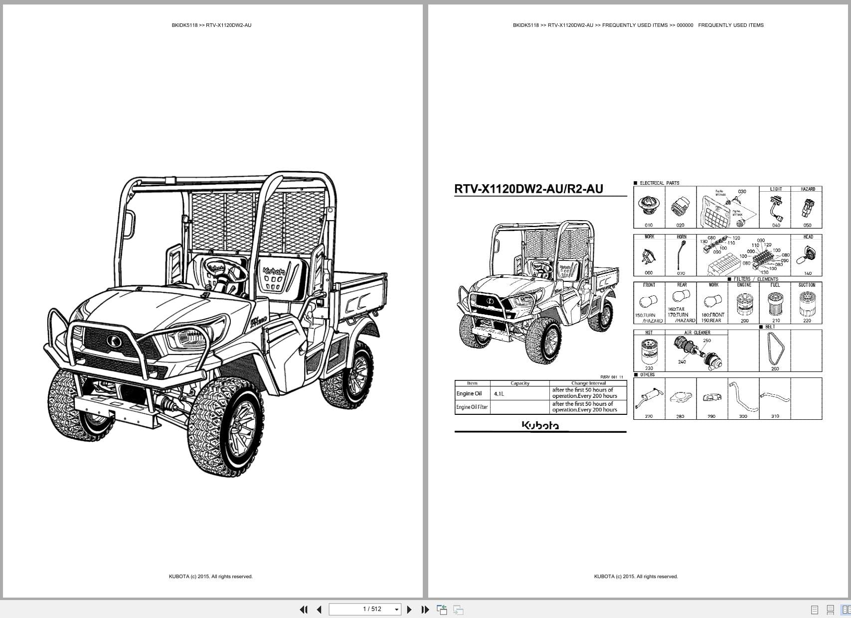 Kubota Utility Vehicle RTV X1120DW2 AU Parts Catalog (1)