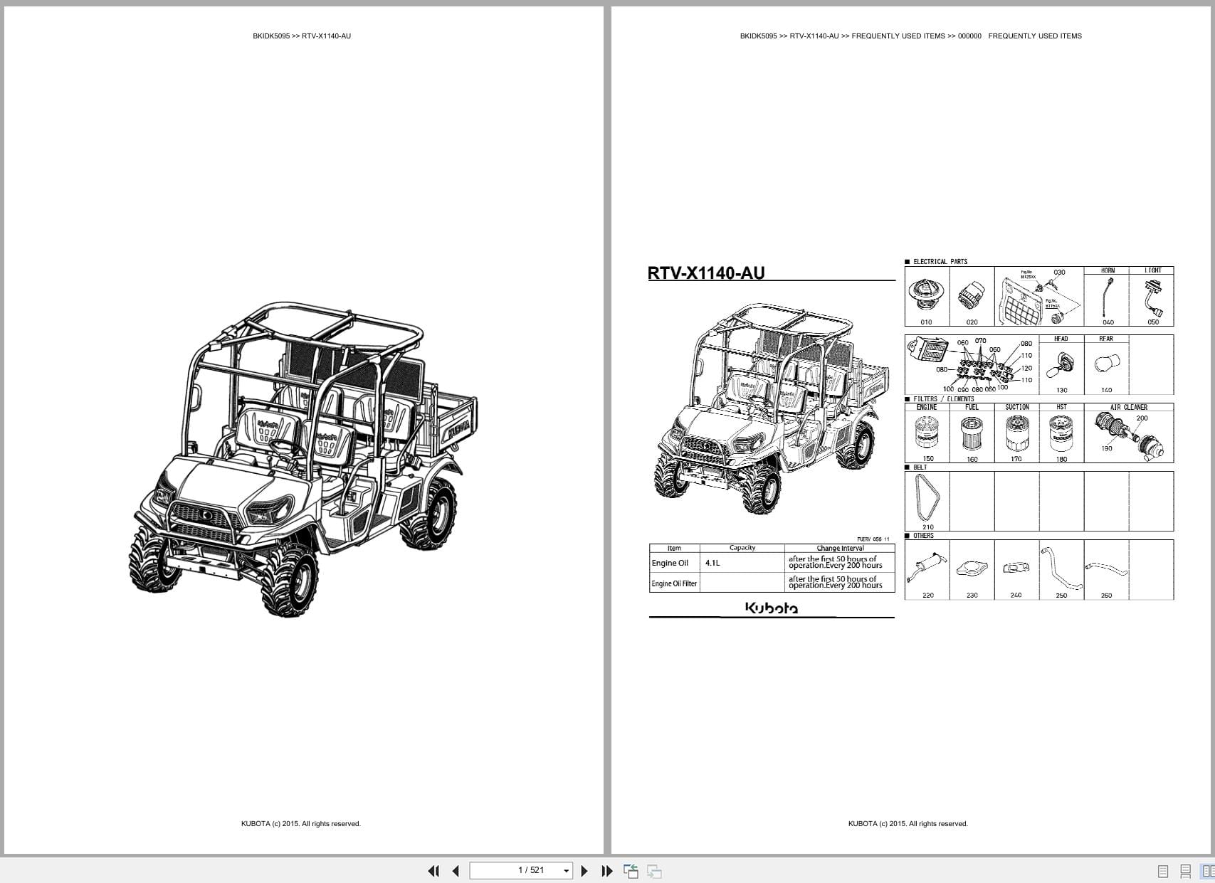 Kubota Utility Vehicle RTV X1140 AU Parts Catalog (1)