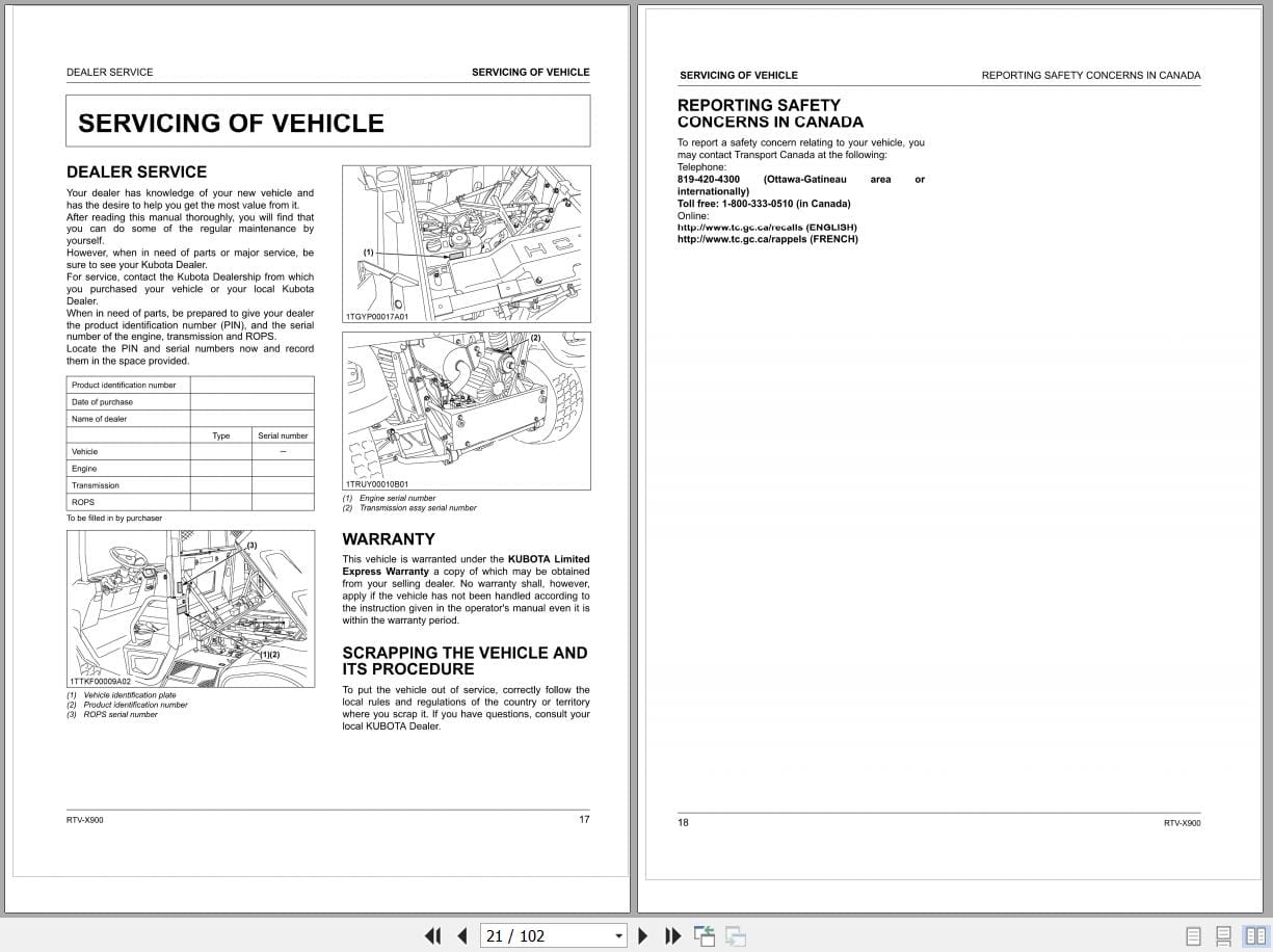 Kubota Utility Vehicle RTV X900 Operators Maual K7591 7122 4 (2)