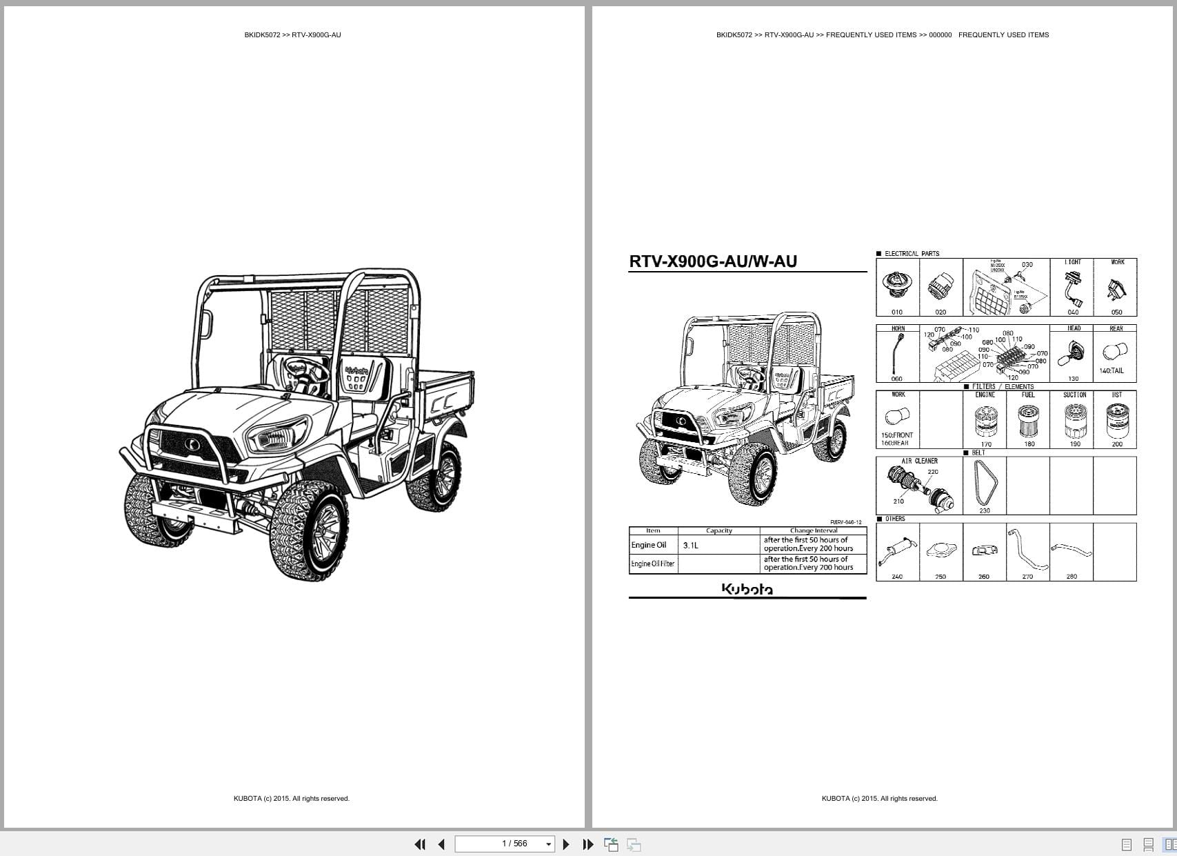Kubota Utility Vehicle RTV X900G AU Parts Catalog (1)