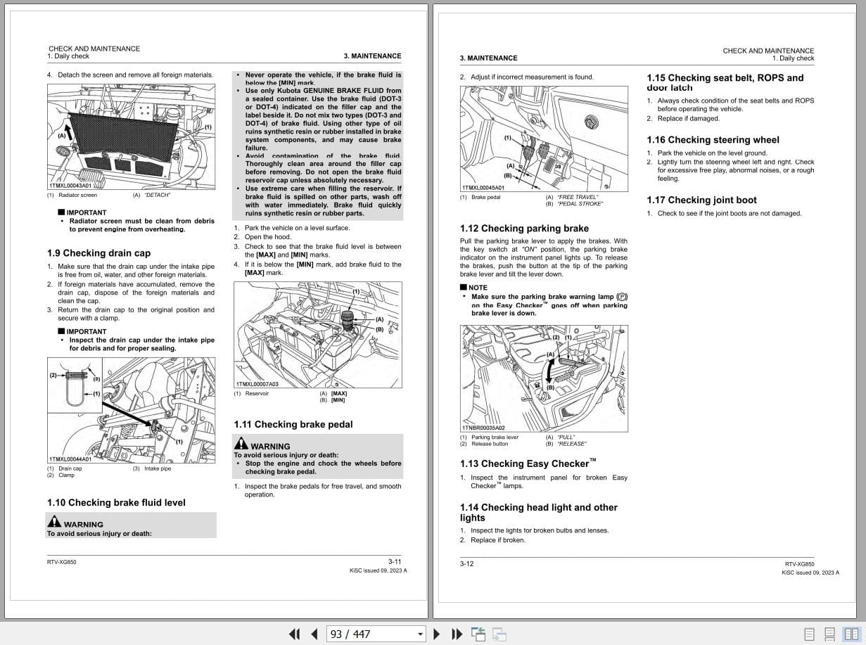 Kubota Utility Vehicle RTV XG850 Workshop Manual 9Y111 18027 (2)