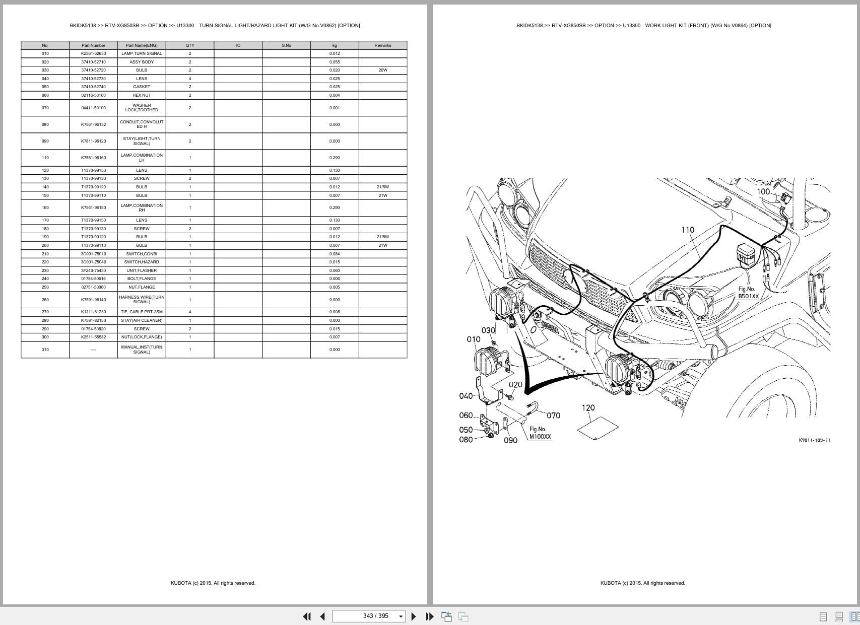 Kubota Utility Vehicle RTV XG850SB Parts Catalog (2)