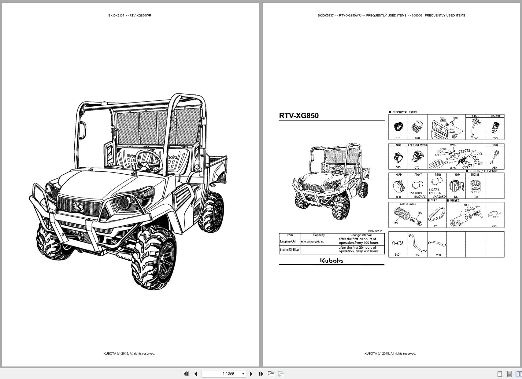 Kubota Utility Vehicle RTV XG850WR Parts Catalog (1)