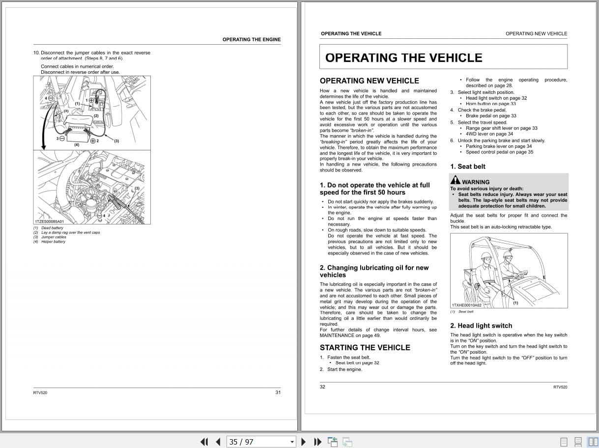 Kubota Utility Vehicle RTV520 Operators Manual K7321 7122 2 (2)