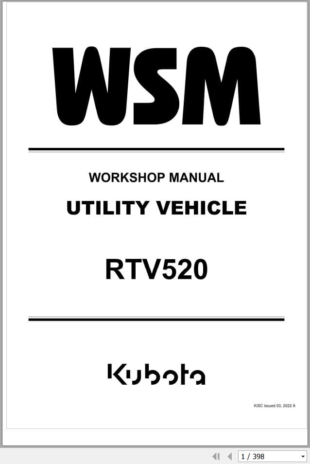 Kubota Utility Vehicle RTV520 Workshop Manual (1)