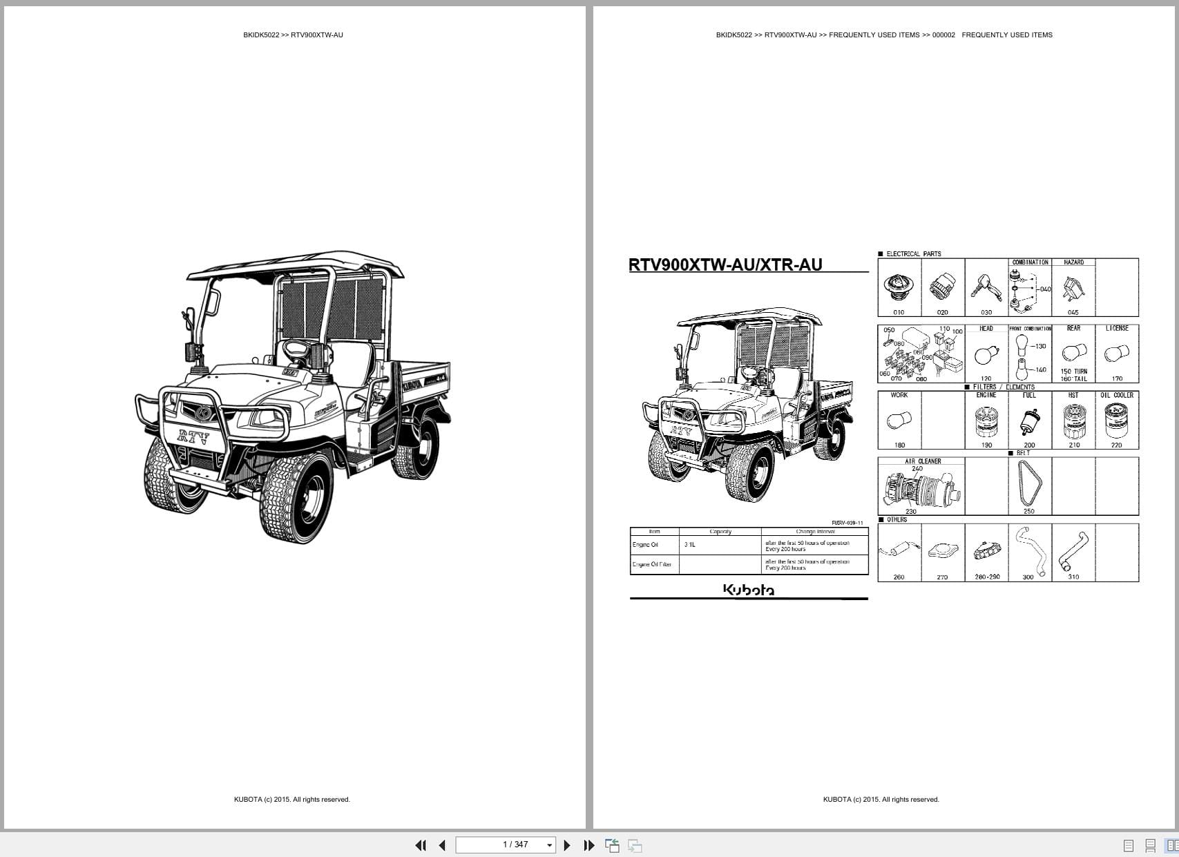 Kubota Utility Vehicle RTV900XTW AU Parts Catalog (1)