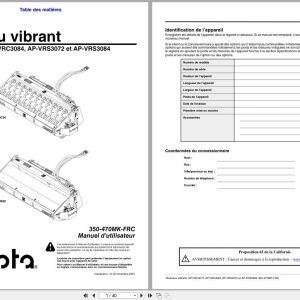 Kubota Vibratory Roller AP VRC3072 AP VRC3084 AP VRS3072 AP VRS3084 Operator Manual 350 470MK FRC FR (1)