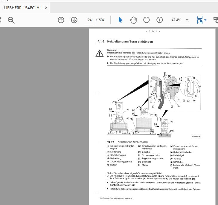 LIEBHERR 154EC H10 Tower Cranes Operating Manual & Parts Catalog DE (2)