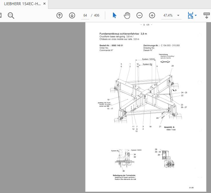 LIEBHERR 154EC H10 Tower Cranes Operating Manual & Parts Catalog DE (4)