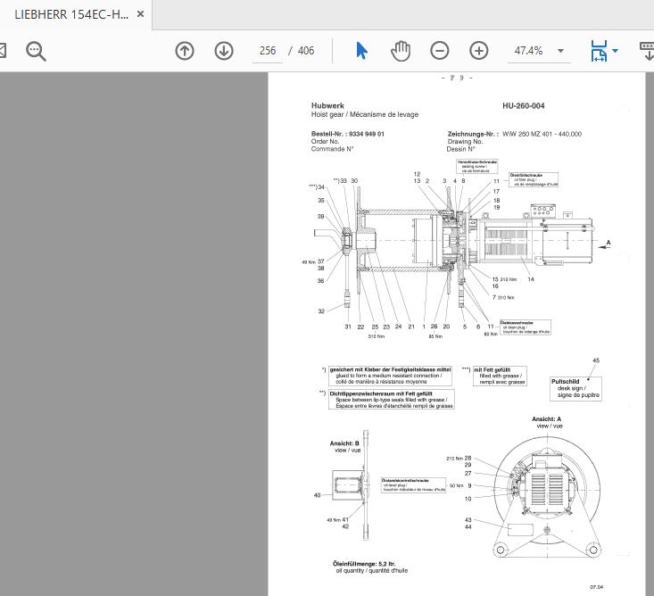 LIEBHERR 154EC H10 Tower Cranes Operating Manual & Parts Catalog DE (5)