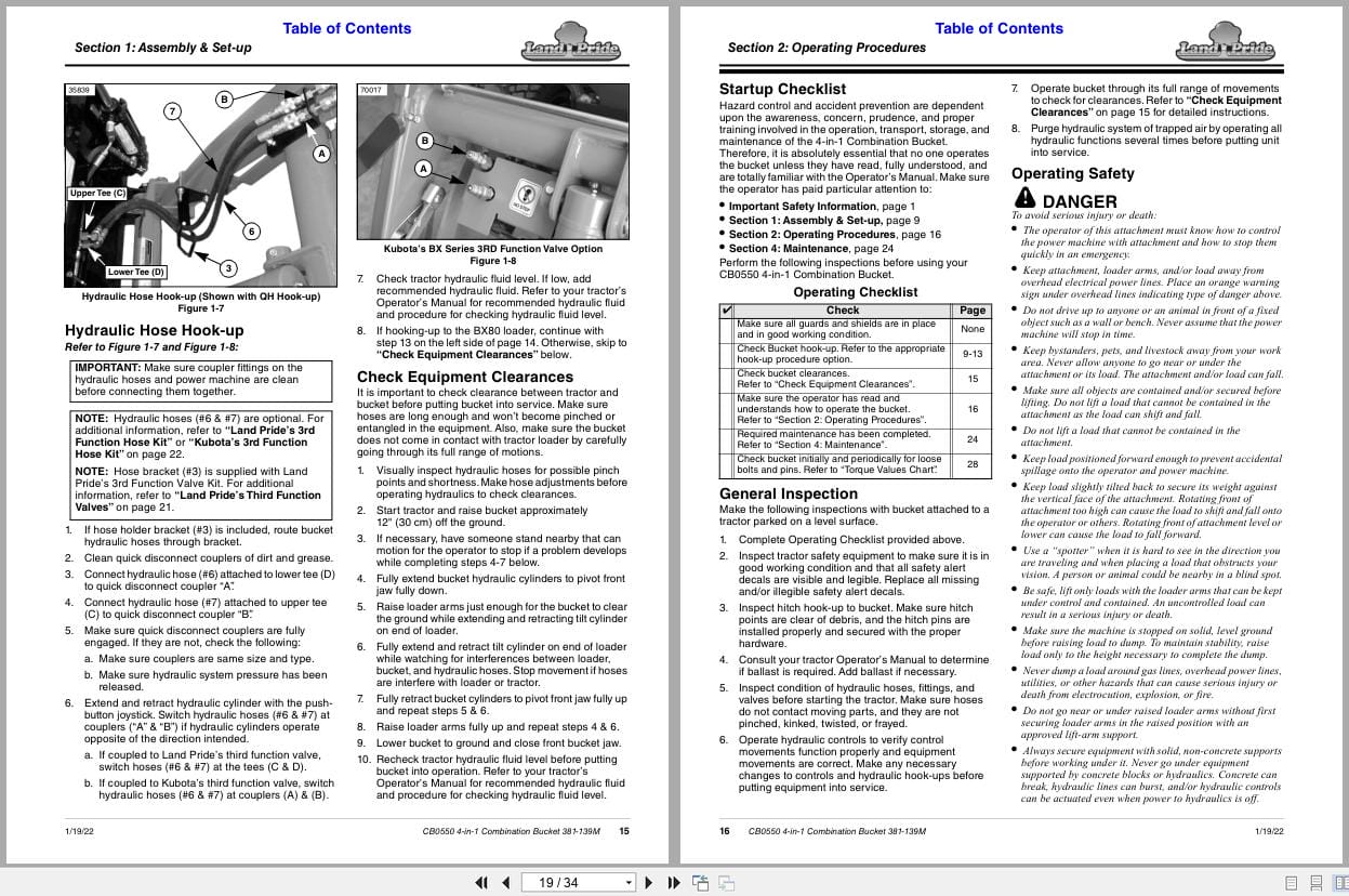 Land Pride 4 in 1 Combination Bucket CB0550 Operation Manual 381 139M (2)