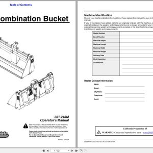Land Pride 4 in 1 Combination Bucket CB0654 Operation Manual 381 218M (1)