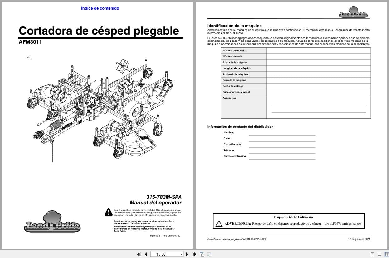 Land Pride All Flex Grooming Mowers AFM3011 Operator Manual 315 783M SPA ES (1)