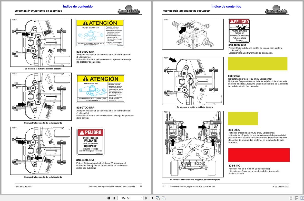 Land Pride All Flex Grooming Mowers AFM3011 Operator Manual 315 783M SPA ES (2)