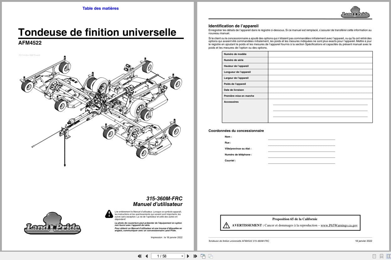 Land Pride All Flex Grooming Mowers AFM4522 Operator Manual 315 360M FRC FR (1)
