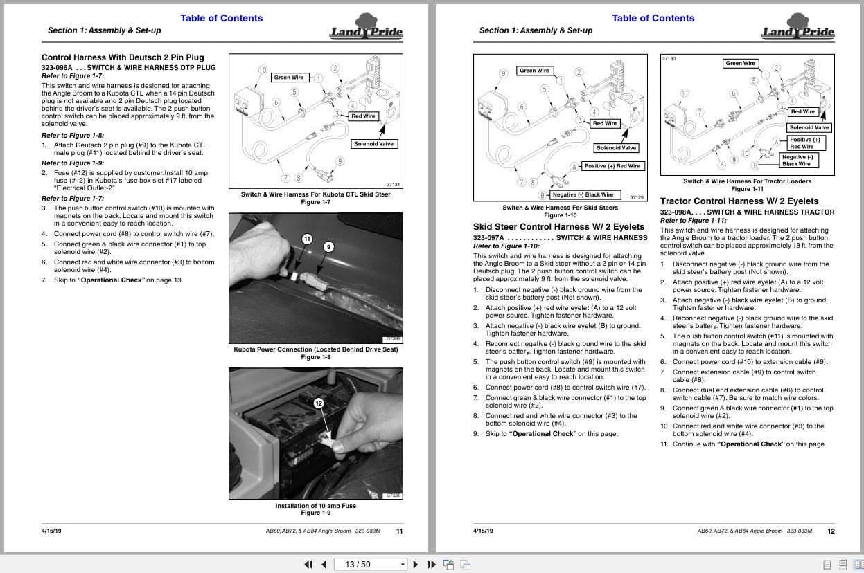 Land Pride Angle Broom AB60 AB72 AB84 Operation Manual 323 033M (2)