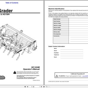 Land Pride Arena Grader AG1560 AG1572 AG1584 Operation Manual 307 324M (1)