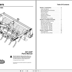 Land Pride Arena Grader AG1560 AG1572 AG1584 Parts Manual 307 324P (1)