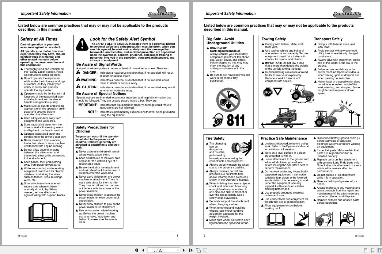 Land Pride Bale Spears BS10 BS20 BSE10 BSE20 Operation Manual 319 062M (2)