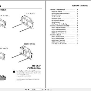 Land Pride Bale Spears BS10 BS20 BSE10 BSE20 Parts Manual 319 062P (1)