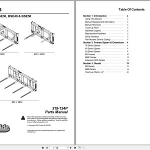 Land Pride Bale Spears BS30 to BSE50 Parts Manual 319 124P (1)