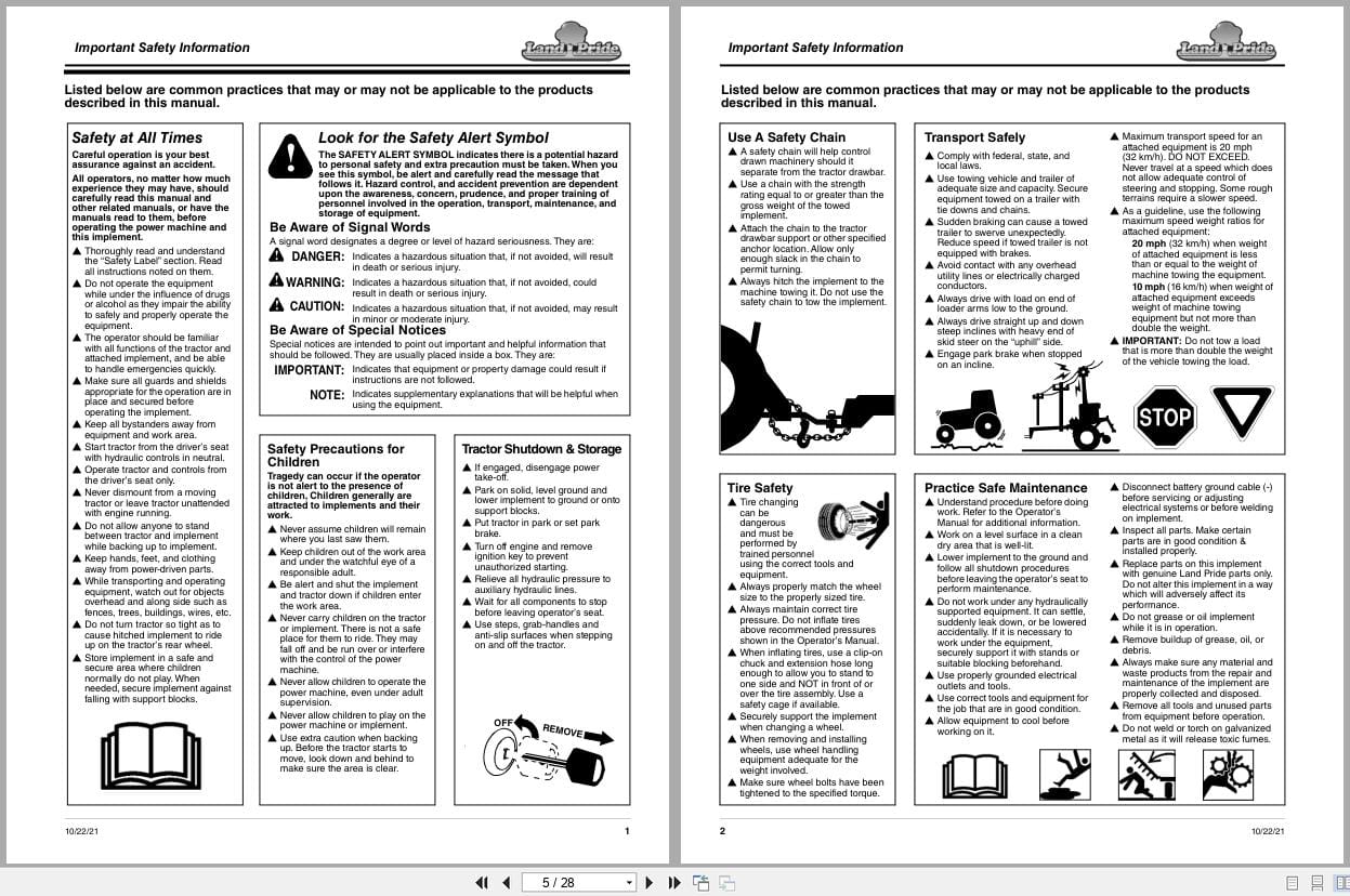 Land Pride Bale Spears BSR10 BSR20 BSR30 BSR40 Operation Manual 335 014M (2)