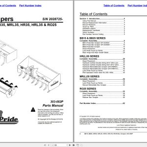 Land Pride Box Scrapers BB15 to HRL35 RO25 Parts Manual 303 082P (1)