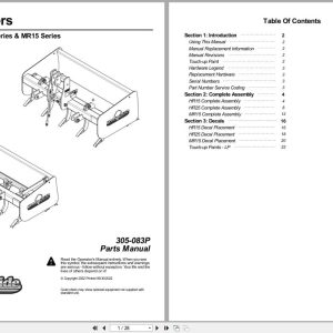 Land Pride Box Scrapers HR15 HR25 MR15 Series Parts Manual 305 083P (1)