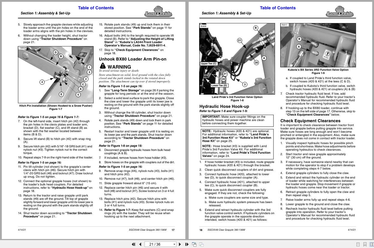 Land Pride Claw Grapple SGC0548 Operation Manual 380 138M (2)