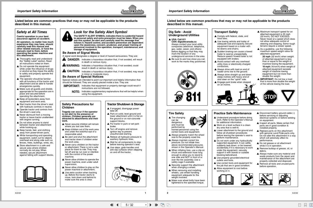 Land Pride Claw Grapple SGC0660 Operation Manual 380 164M (2)