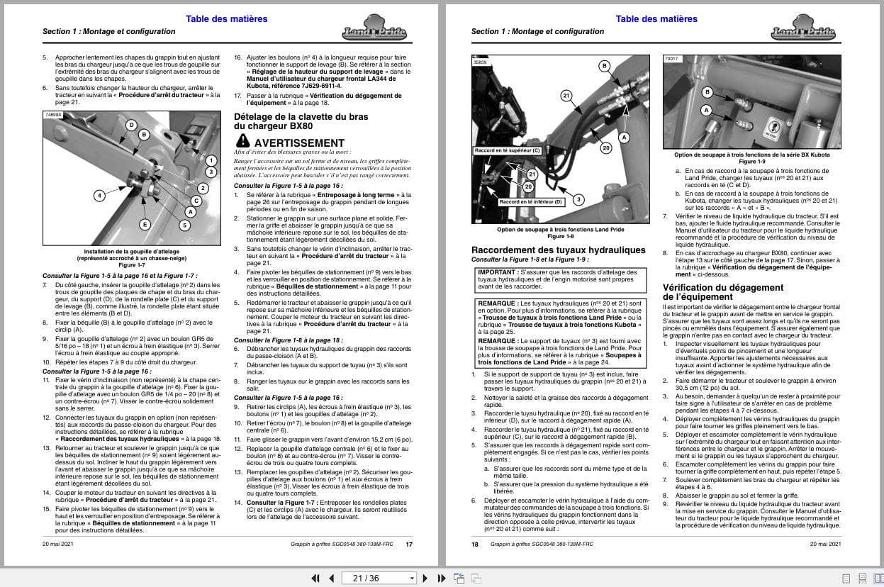 Land Pride Claw Grapples SGC0548 Operator Manual 380 138M FRC FR (2)