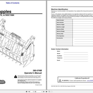 Land Pride Claw Grapples SGC1560 SGC1572 SGC1584 Operation Manual 380 074M (1)