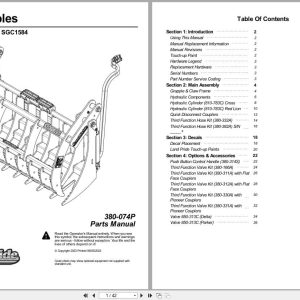 Land Pride Claw Grapples SGC1560 SGC1572 SGC1584 Parts Manual 380 074P (1)