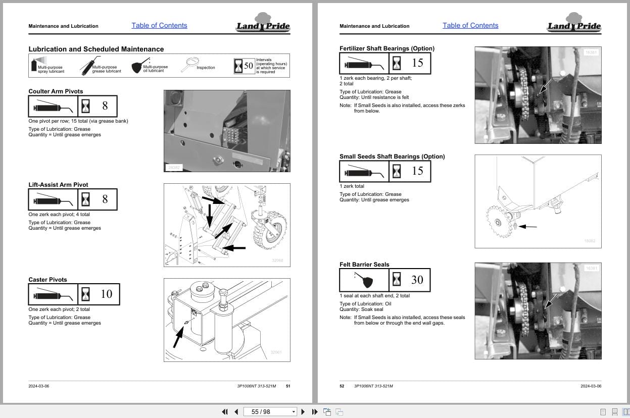 Land Pride Compact Drills 3P1006NT Operator Manual 313 521M (2)