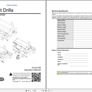 Land Pride Compact Drills 3P500 3P500V 3P600 Operator Manual 313 517M (1)