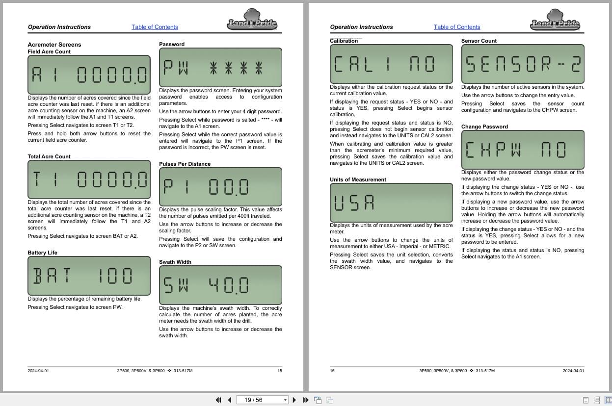 Land Pride Compact Drills 3P500 3P500V 3P600 Operator Manual 313 517M (2)