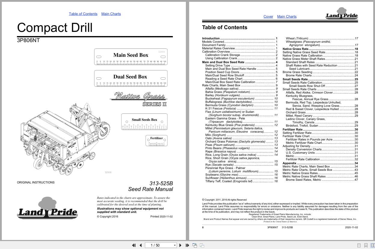 Land Pride Compact Drills 3P806NT Operation Manual 313 525B (1)