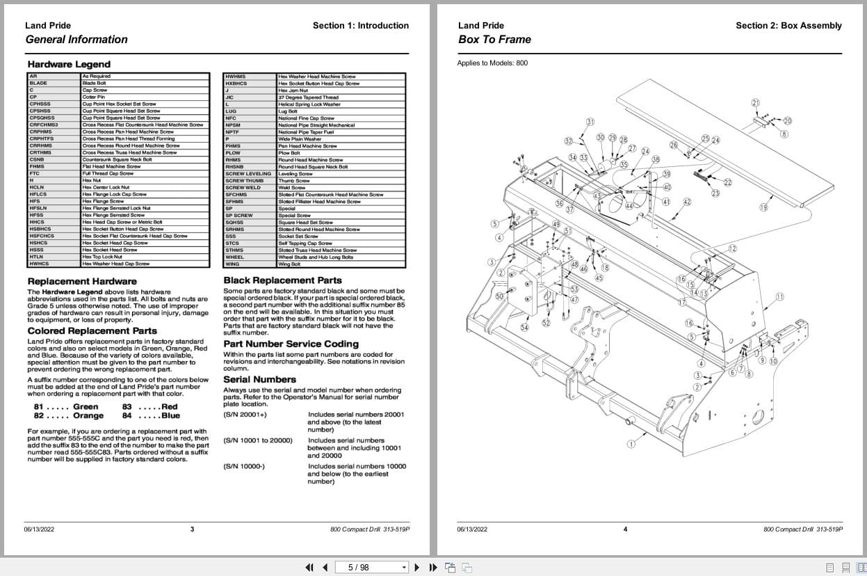 Land Pride Compact Drills 800 Parts Manual 313 519P (2)