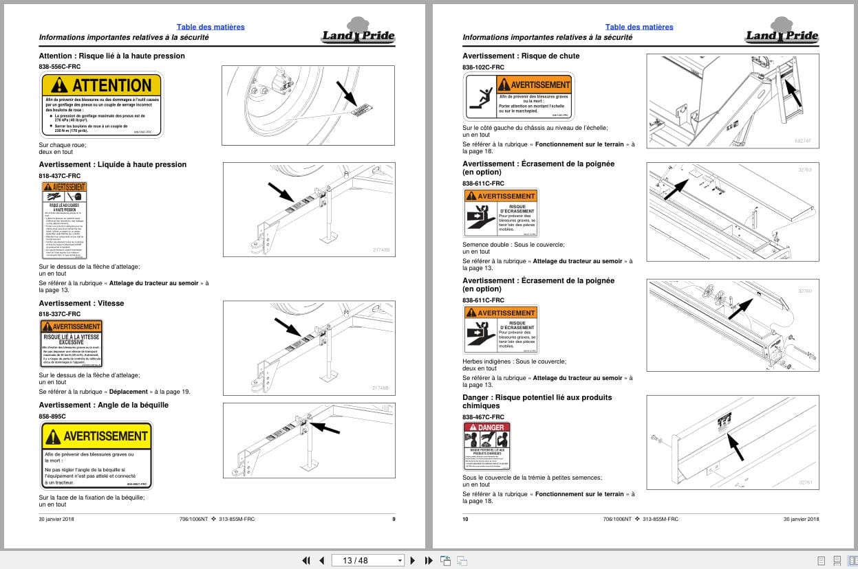Land Pride Direct Seeding Drill 706NT 1006NT Operator Manual 313 855M FRC FR (2)