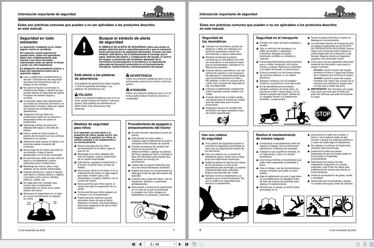 Land Pride Disc Harrows DH3510 DH3512 Operator Manual 322 251M SPA ES (2)