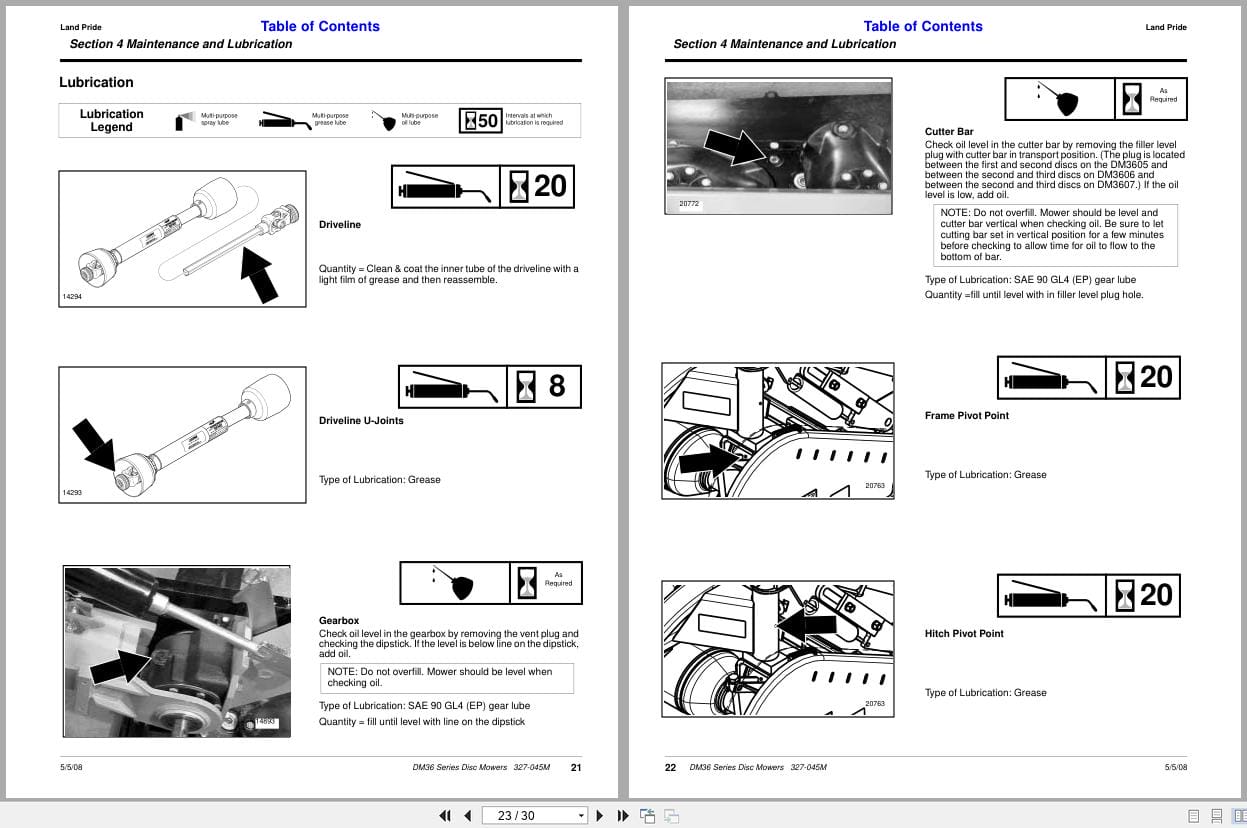 Land Pride Disc Mower DM36 Series Operator Manual 327 045M (2)