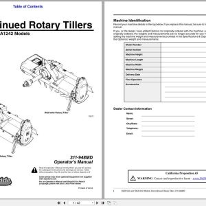 Land Pride Discontinued Rotary Tillers RGR1242 RGA1242 Operator Manual 311 948MD (1)