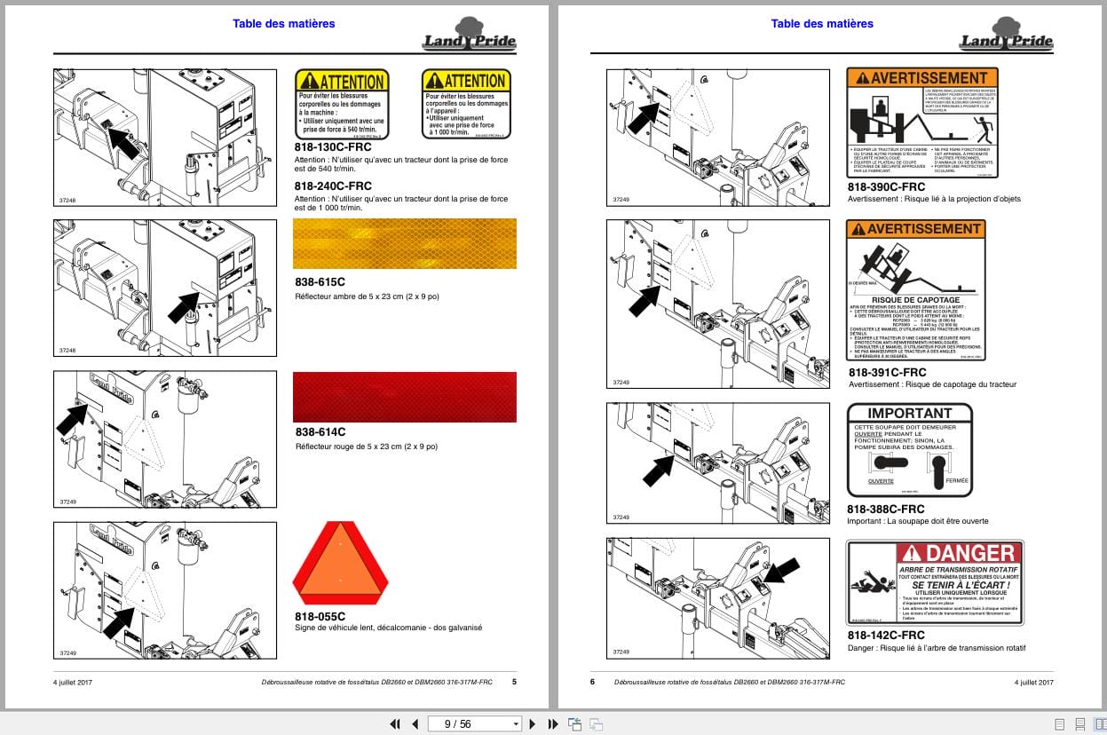 Land Pride Ditch Bank Rotary Cutters DB2660 DBM2660 Operator Manual 316 317M FRC FR (2)